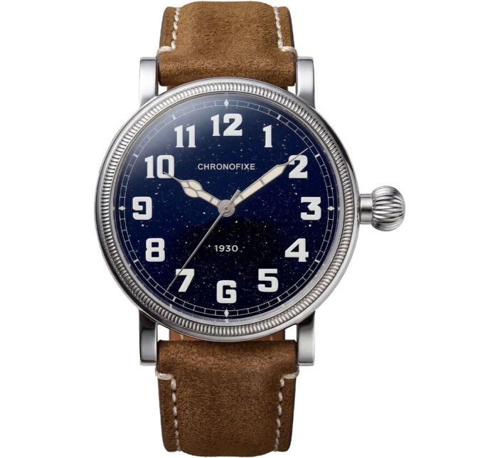 Montre Chronofixe 1930 Blue Aventurine | Light Brown Leather