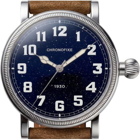Montre Chronofixe 1930 Blue Aventurine | Light Brown Leather