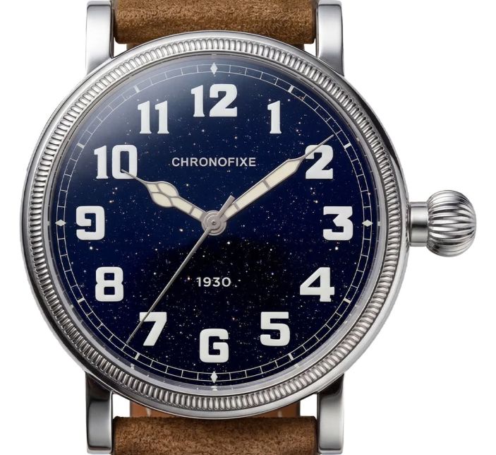 Montre Chronofixe 1930 Blue Aventurine | Light Brown Leather