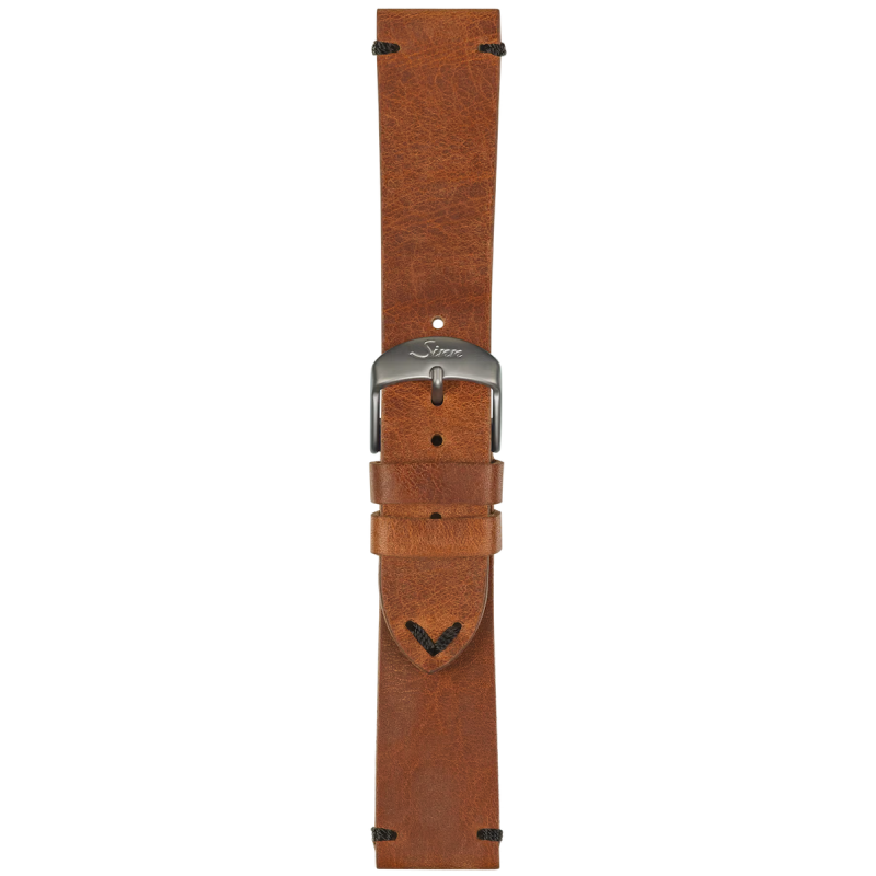 Bracelet Sinn Cuir Vachette Vintage Brun Surpiqûres Noires
