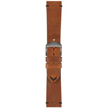 Bracelet Sinn Cuir Vachette Vintage Brun Surpiqûres Noires