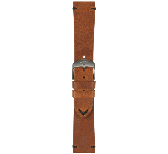 Bracelet Sinn Cuir Vachette Vintage Brun Surpiqûres Noires