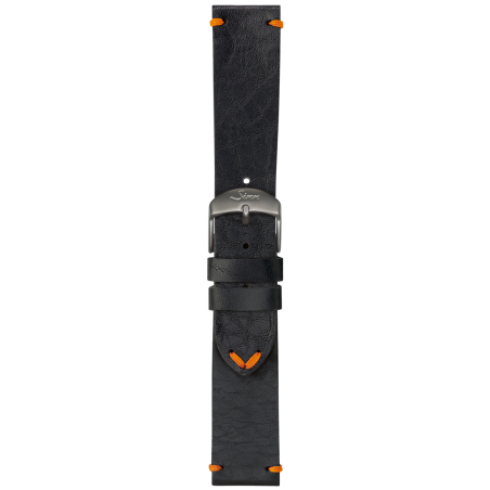 Bracelet Sinn Cuir Vachette Vintage Noir Surpiqûres Oranges