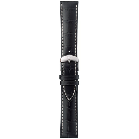 Bracelet Sinn Cuir Vachette Noir Alligator Surpiqûres Blanches