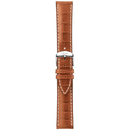 Bracelet Sinn Cuir Vachette Cognac Alligator Surpiqûres Blanches