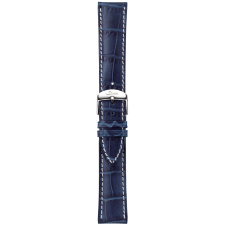 Bracelet Sinn Cuir Vachette Bleu Alligator Surpiqûres Blanches