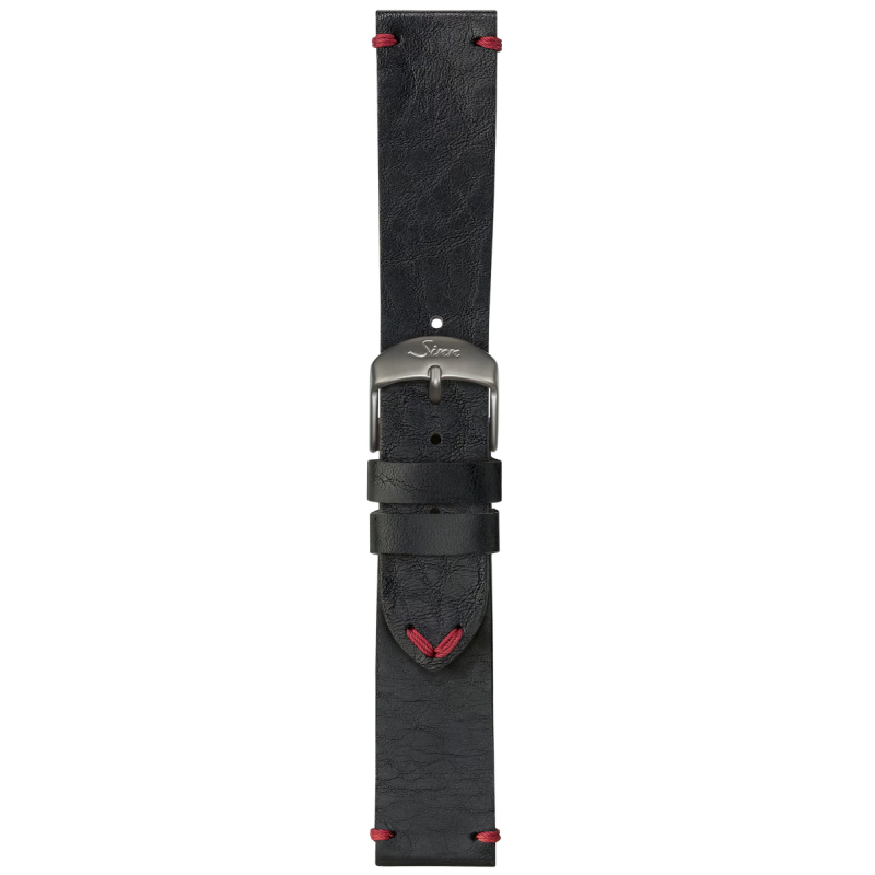 Bracelet Sinn Cuir Vachette Vintage Noir Surpiqûres Rouges