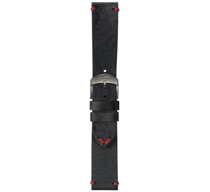 Bracelet Sinn Cuir Vachette Vintage Noir Surpiqûres Rouges