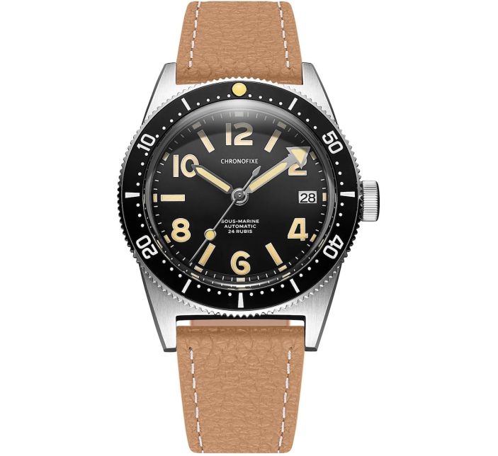 Montre Chronofixe Diver Leather | Sand Beige Grained