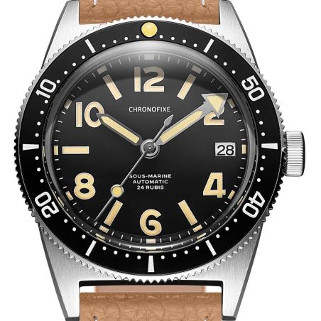 Montre Chronofixe Diver Leather | Sand Beige Grained