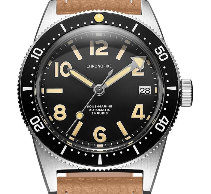 Montre Chronofixe Diver Leather | Sand Beige Grained
