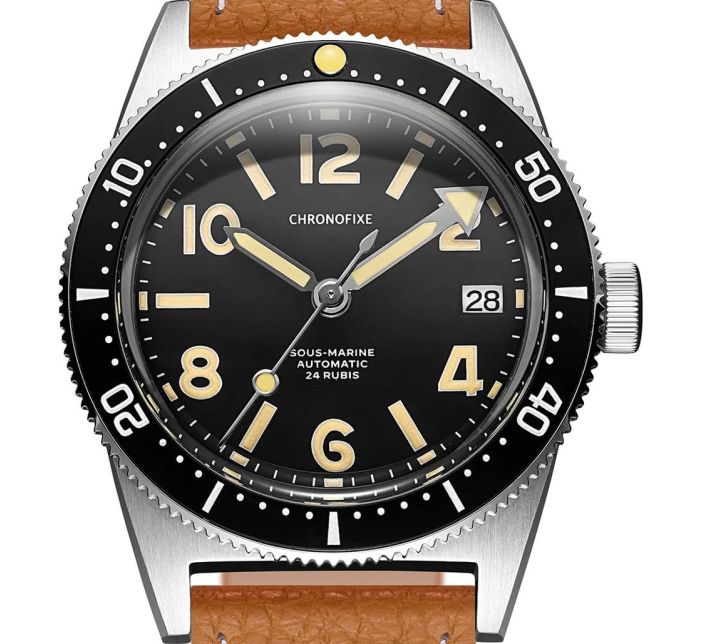 Montre Chronofixe Diver Leather | Cognac Brown Grained 