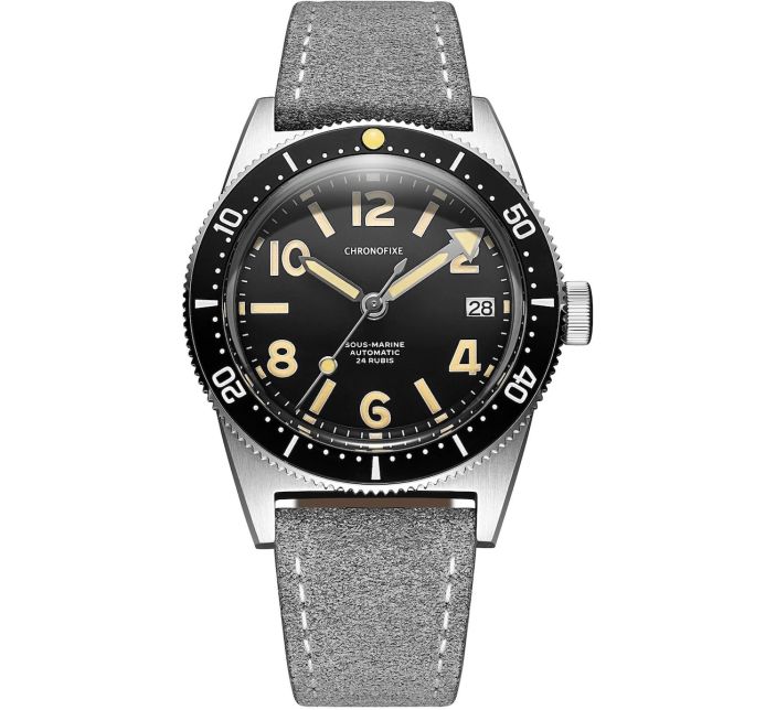 Montre Chronofixe Diver Leather | Light Gray Suede