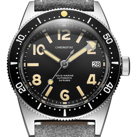 Montre Chronofixe Diver Leather | Light Gray Suede