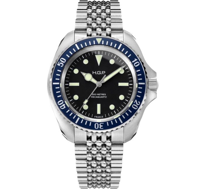 Montre HGP Diver 200M Mecaquartz Bleue