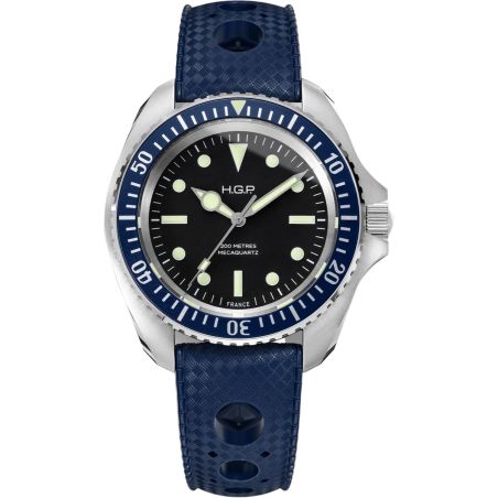 Montre HGP Diver 200M Mecaquartz Bleue