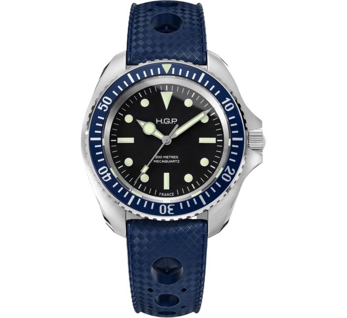 Montre HGP Diver 200M Mecaquartz Bleue