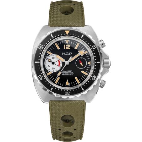 Montre HGP Diver 200M Chrono Mecaquartz Vintage Big Eye
