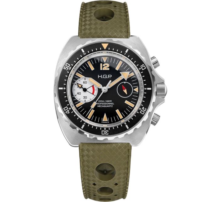 Montre HGP Diver 200M Chrono Mecaquartz Vintage Big Eye