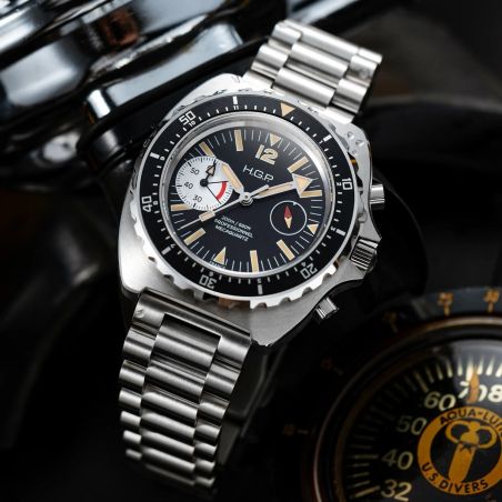 Montre HGP Diver 200M Chrono Mecaquartz Vintage Big Eye