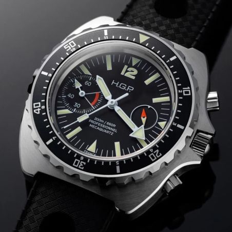 Montre HGP Diver 200M Chrono Mecaquartz Vintage Big Eye