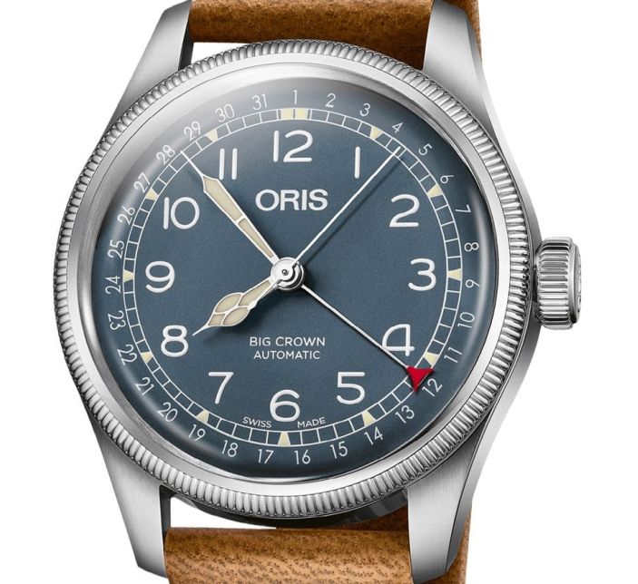 Montre Oris Big Crown Pointer Date 40mm Blue Light Brown Leather 