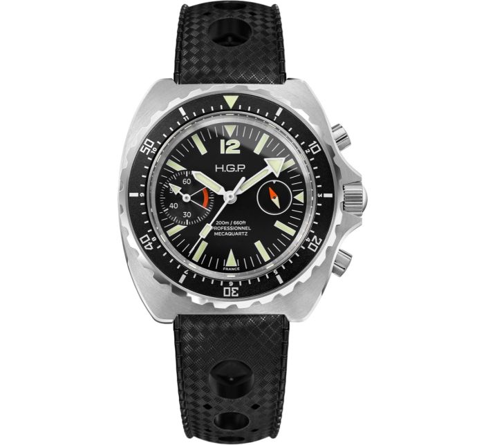Montre HGP Diver 200M Chrono Mecaquartz Black Big Eye