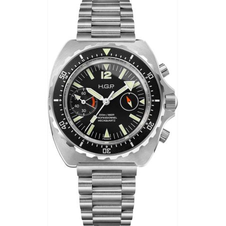 Montre HGP Diver 200M Chrono Mecaquartz Black Big Eye