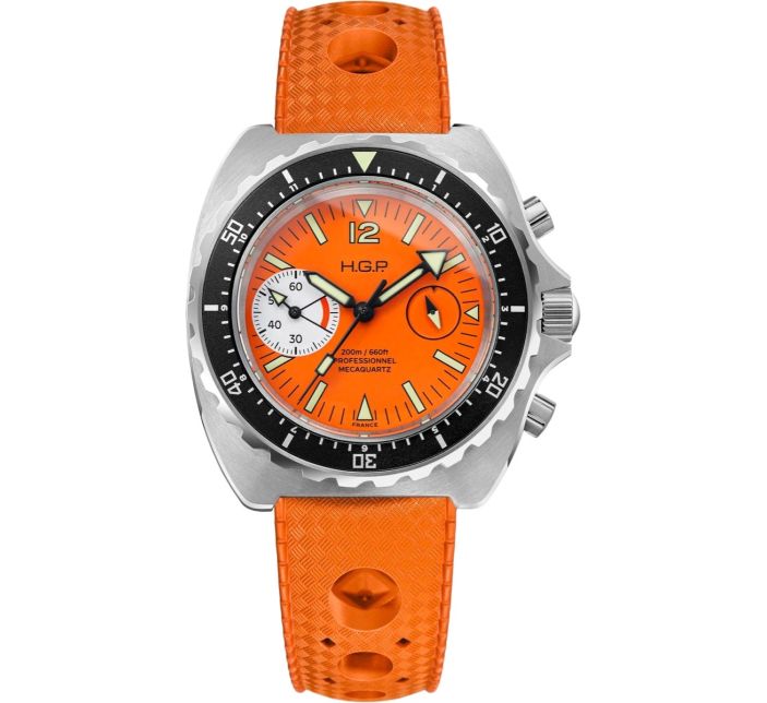 Montre HGP Diver 200M Chrono Mecaquartz Orange Big Eye