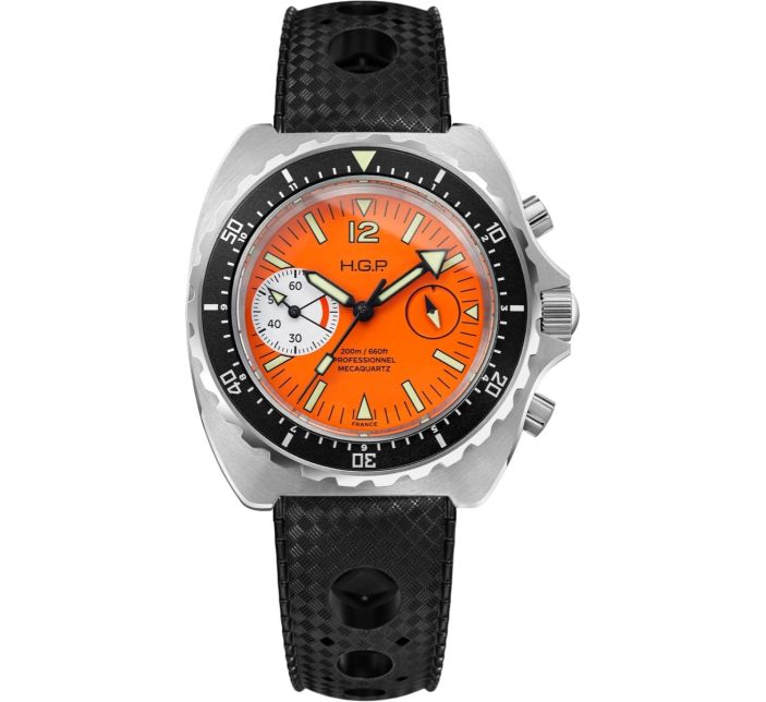 Montre HGP Diver 200M Chrono Mecaquartz Orange Big Eye