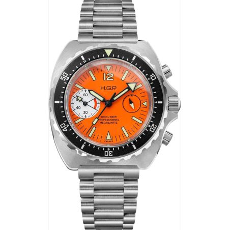 Montre HGP Diver 200M Chrono Mecaquartz Orange Big Eye