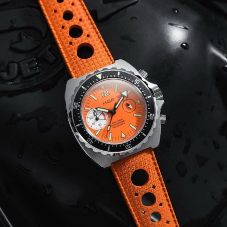 Montre HGP Diver 200M Chrono Mecaquartz Orange Big Eye